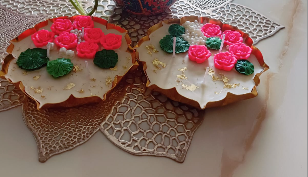 Classic Lotus Urli with Floral & Pearl Embellished