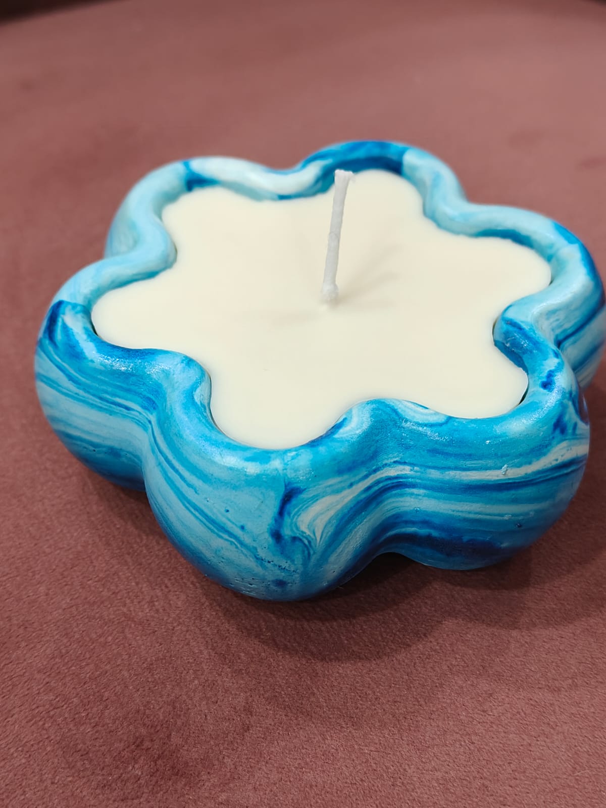 Concrete Flower Candle – Natural Wax