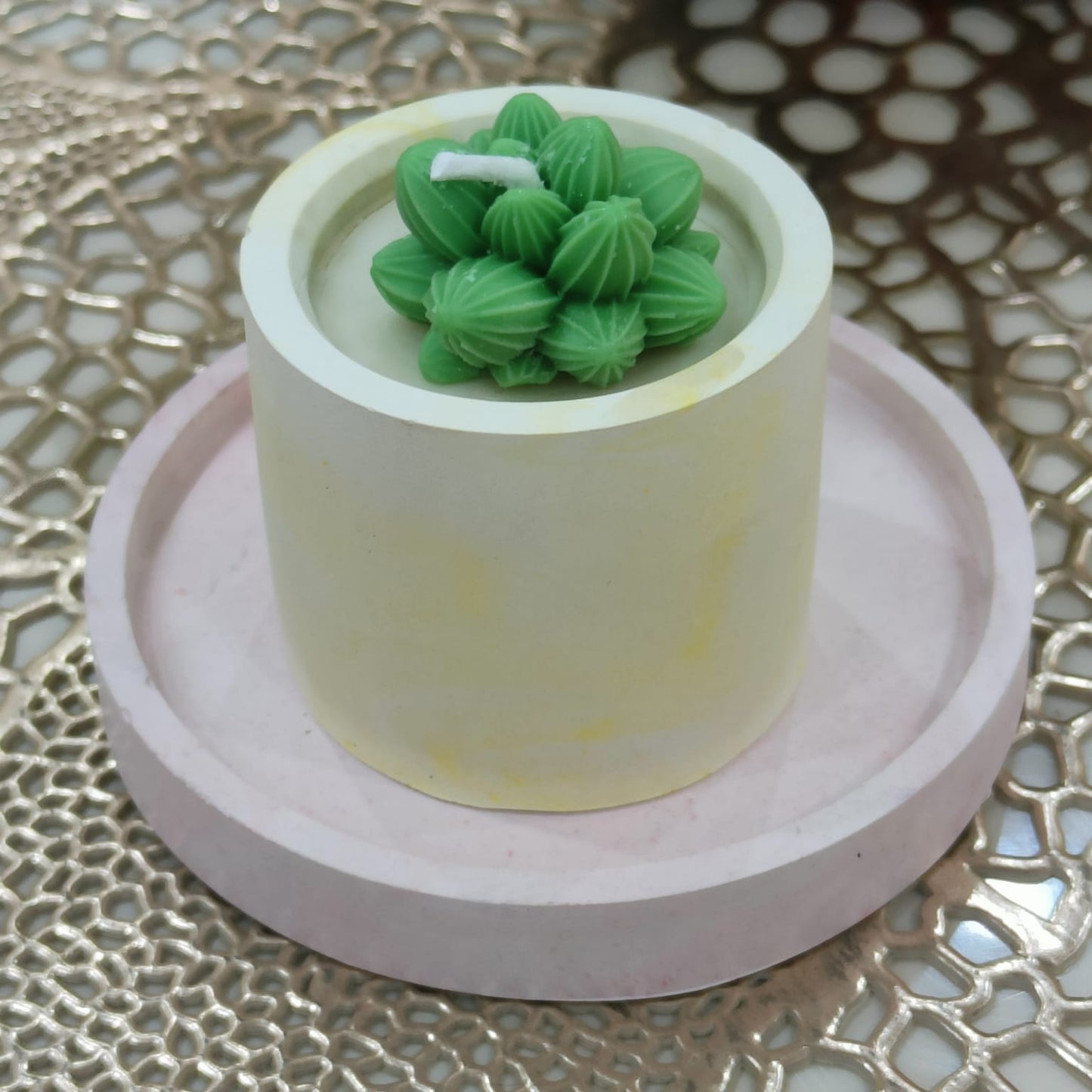Succulent Concrete Jar Candle – Natural Wax