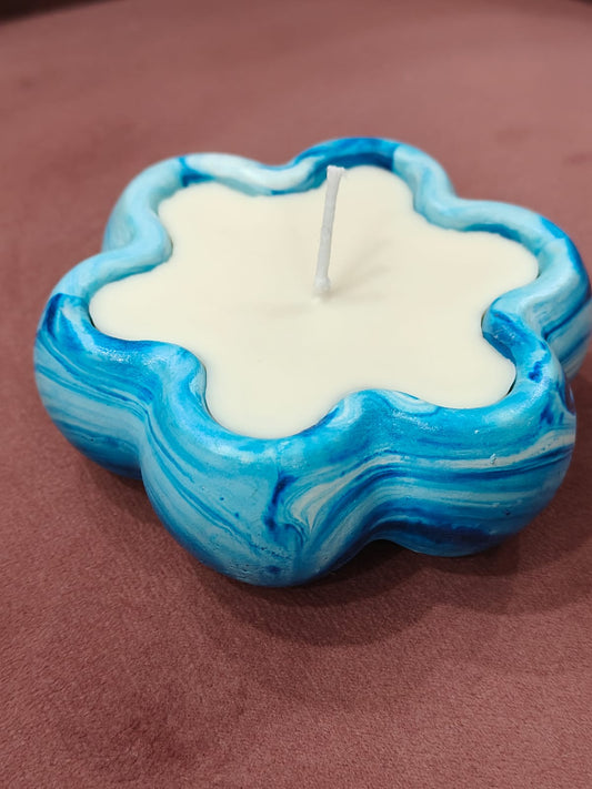 Concrete Flower Candle – Natural Wax