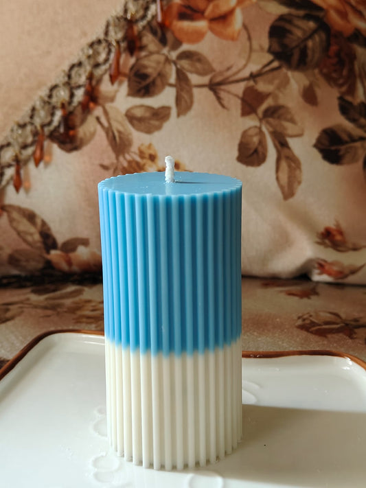 Colorful Pillar Candle - Ribbed Design