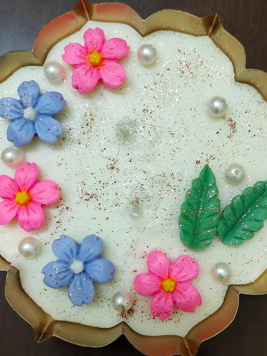 Classic Lotus Urli with Floral & Pearl Embellished (4.5")