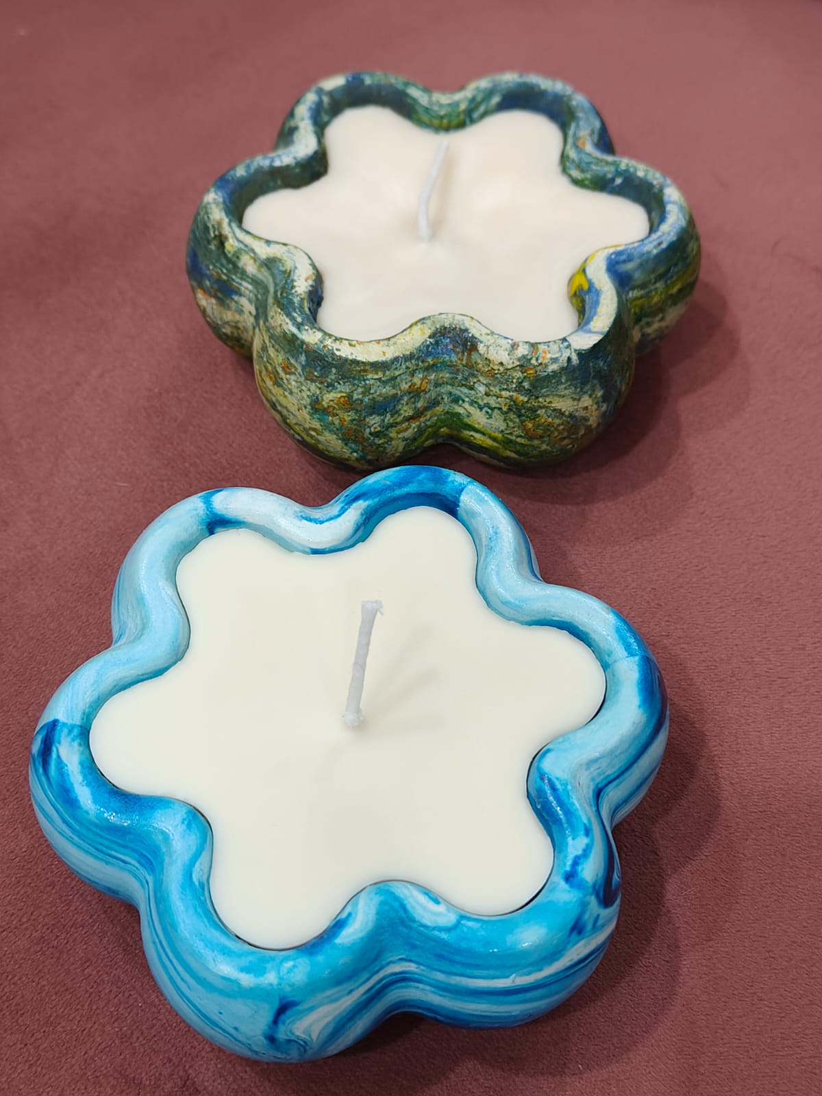 Concrete Flower Candle – Natural Wax